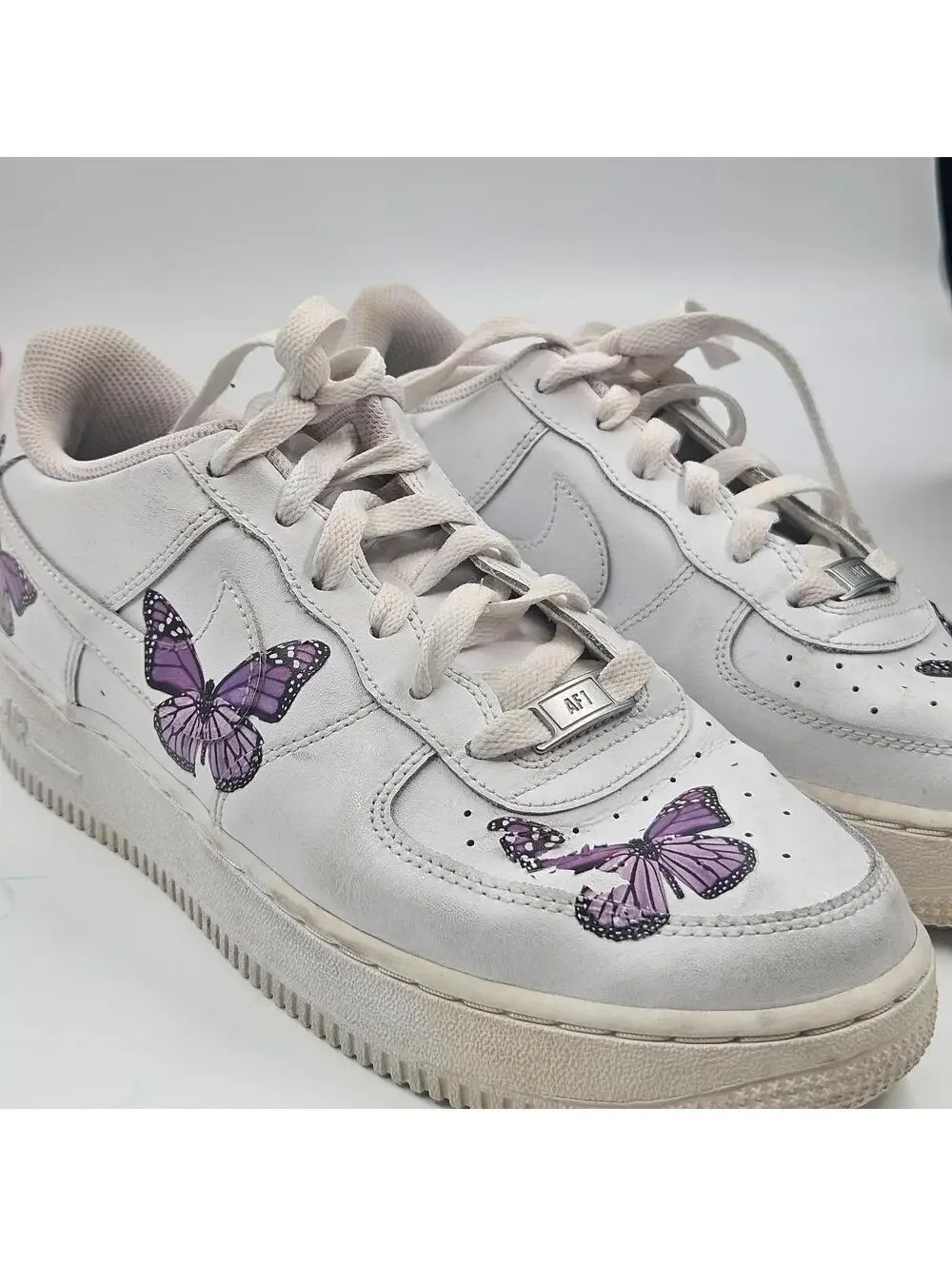 Nike Air Force 1 Women White Custom purple Butterfly Sneakers Youth7/Woman's 8.5 - Picture 9 of 9